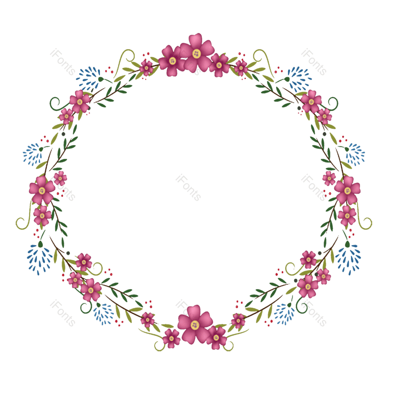 水墨图片,花环元素,夏天边框PNG,水彩免抠素材